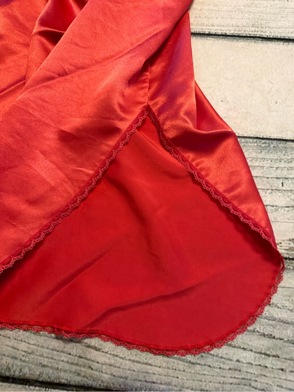 Vintage Faye red night gown dress Old Hollywood. L - Picture 5 of 10